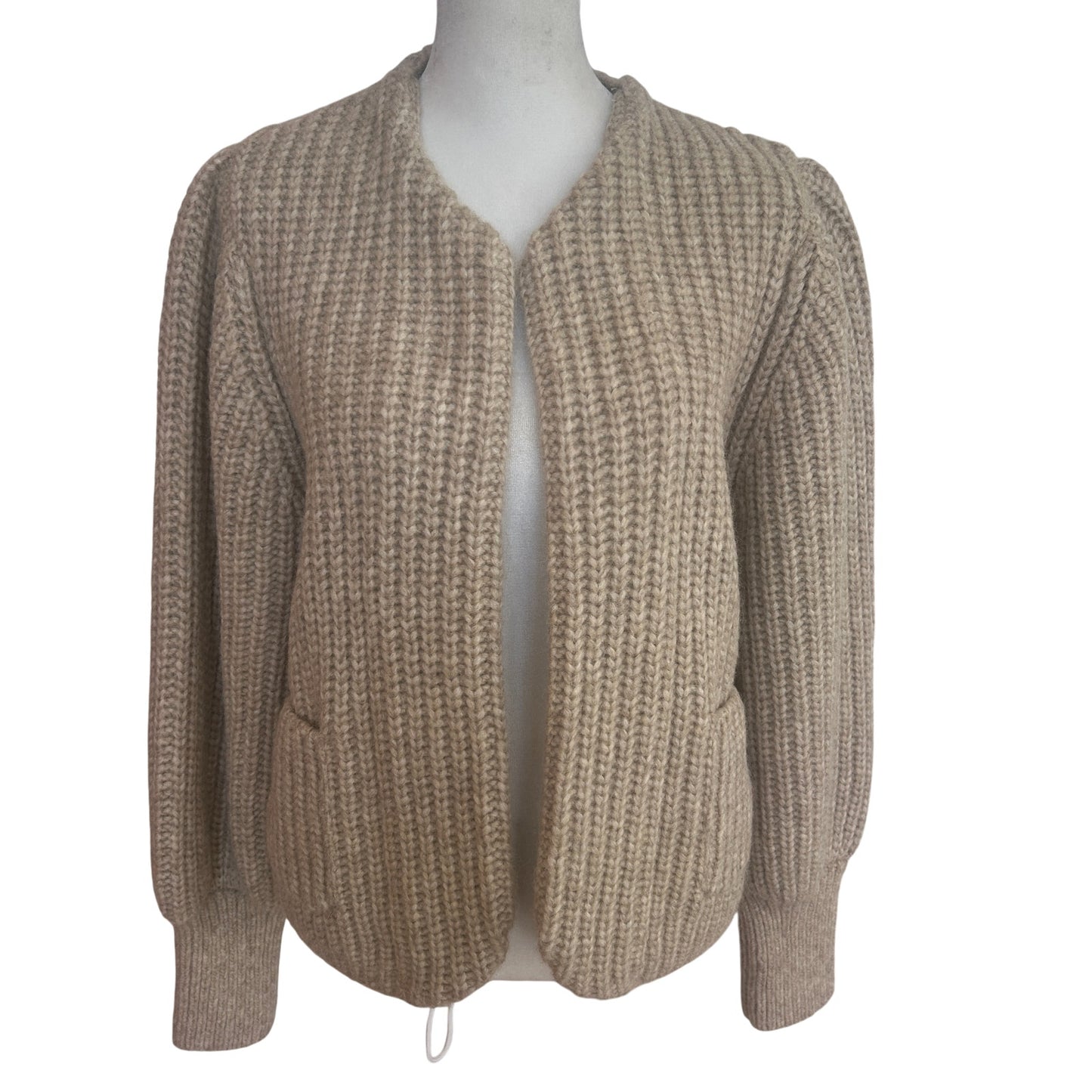 White + Warren NWT Plush Alpaca Blend Open Jacket Sweater Oat Straw Womens Small