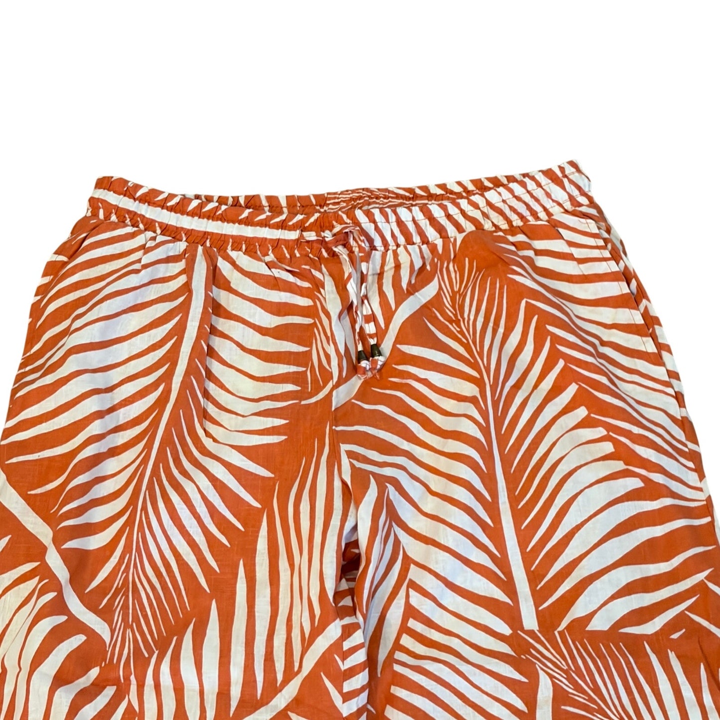 Panama Jack Orange White Fern Linen Blend Jogger Pants NEW Women Size Large