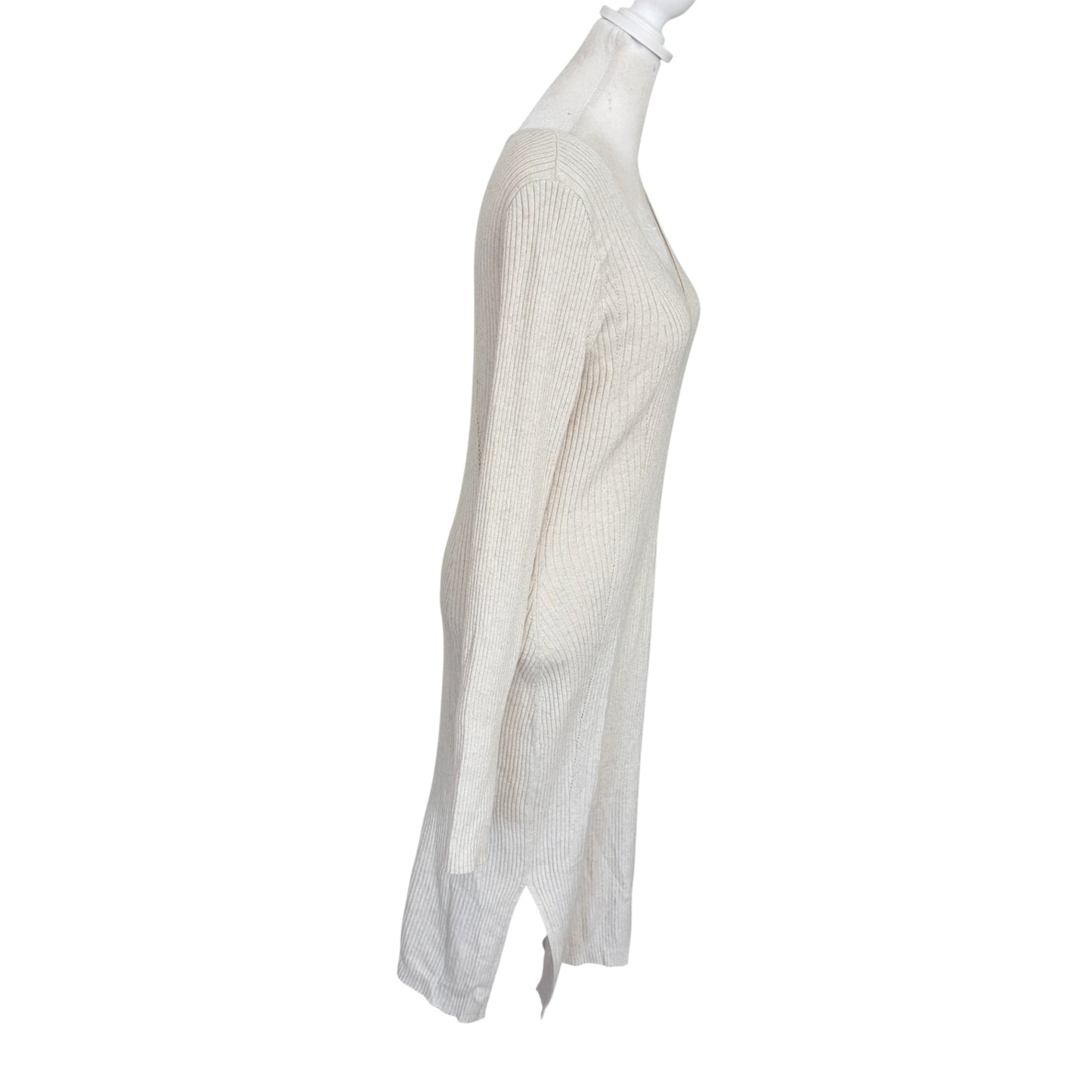 Athleta Ivory Oatmeal Ribbed Long Sleeve Sweater Dress Womens Size Medium Tall