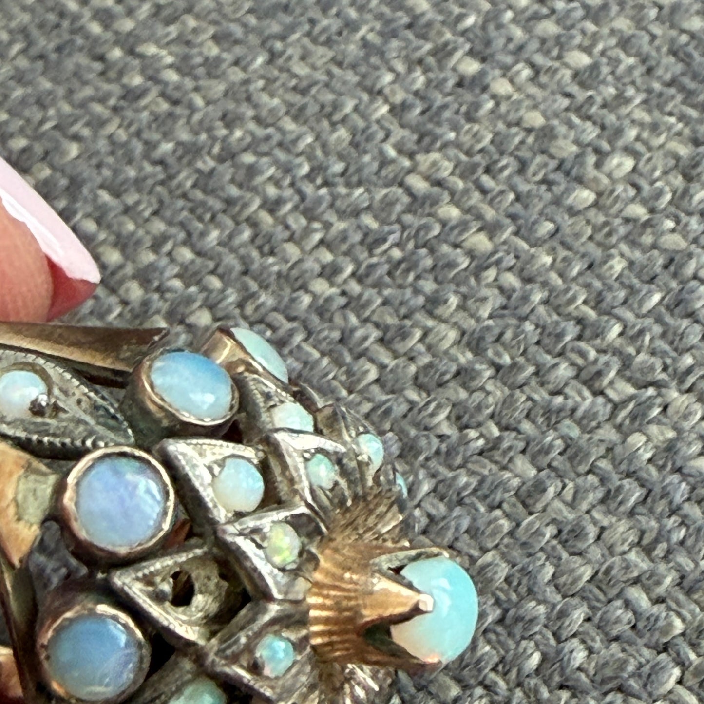 Antique Thai Princess Harem Opal Cluster Ring 14K Gold (2 Missing Stones)