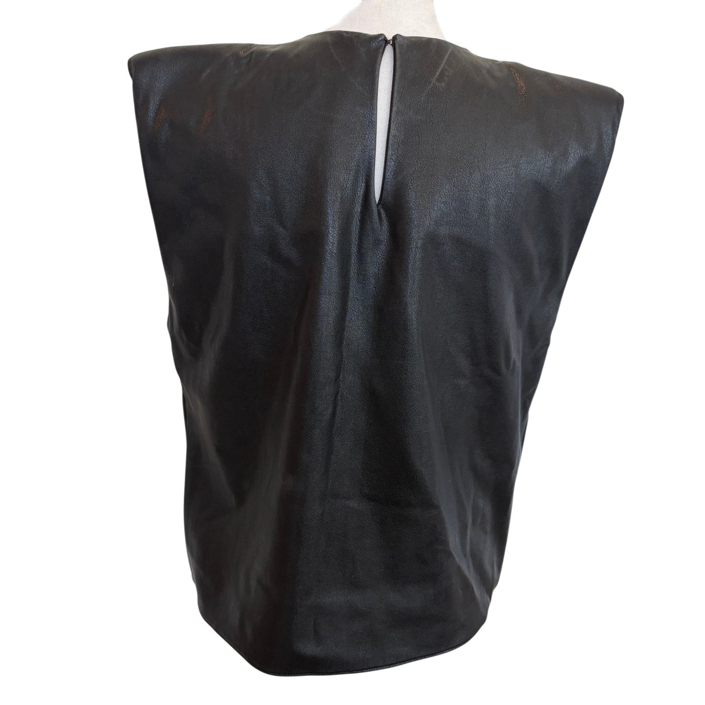 Amanda Uprichard Black Faux Leather Sleeveless Top Womens Size Small