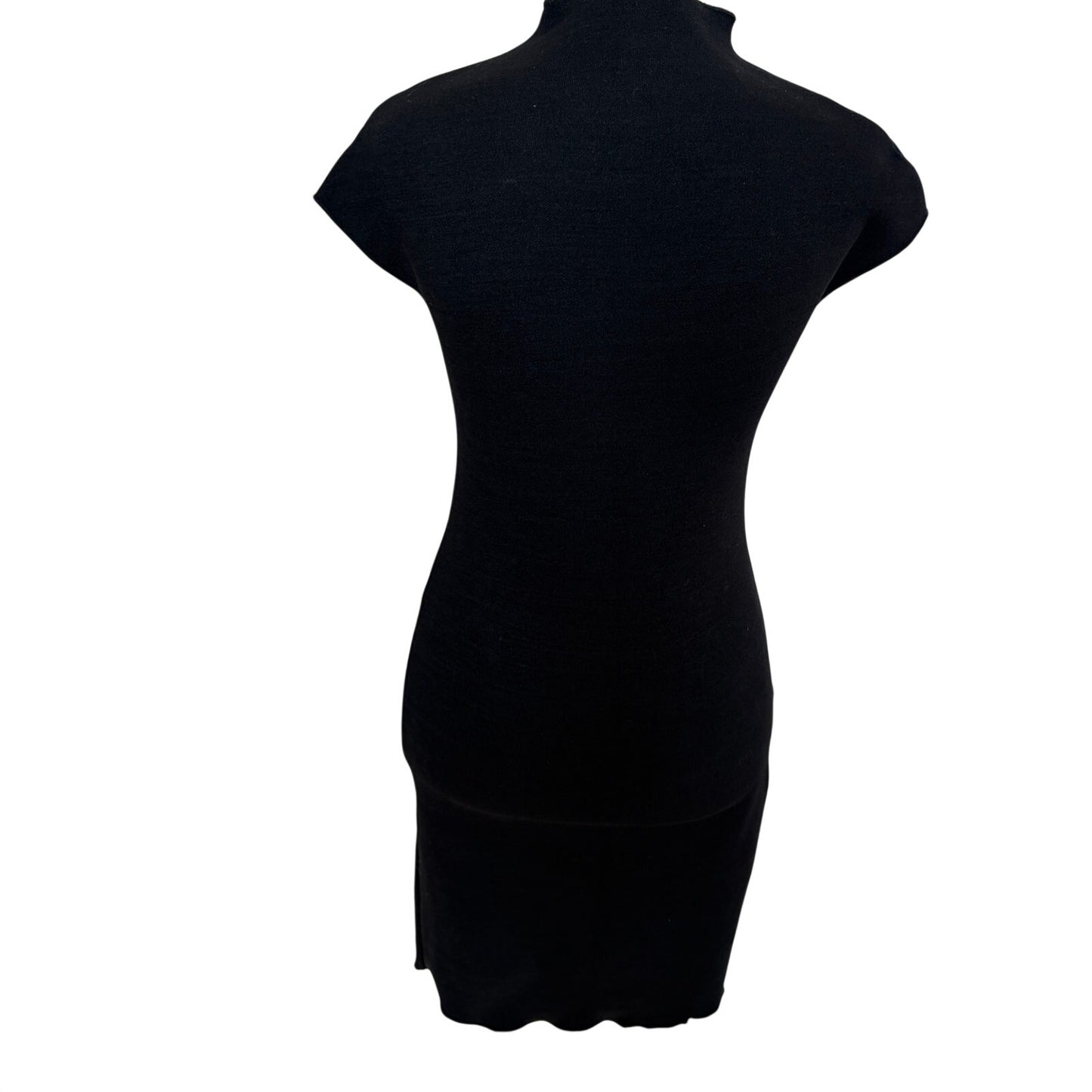 Zara Black Short Sleeve Mock Neck Knit Bodycon Dress Womens Size Small