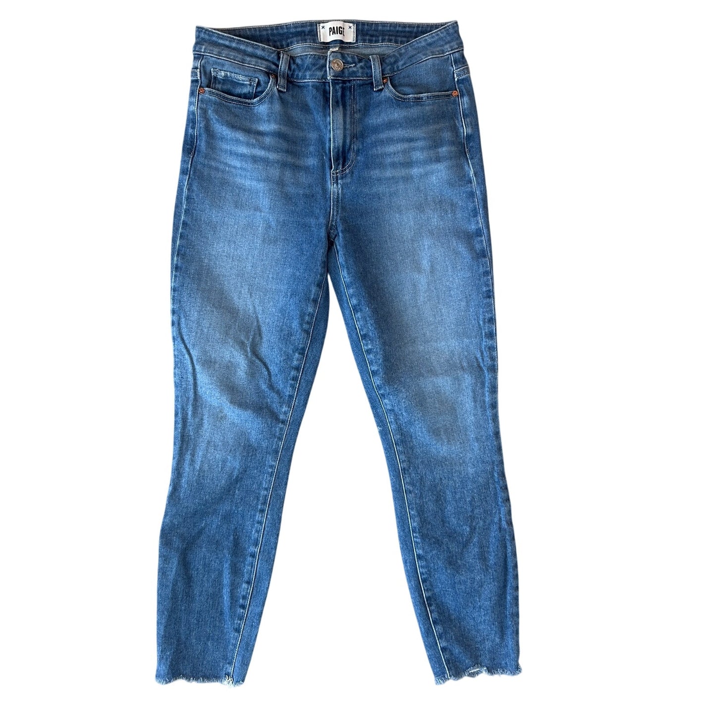 Paige Jeans Hoxton Crop Medium Wash Raw Hem Cropped Jeans Womens Size 29