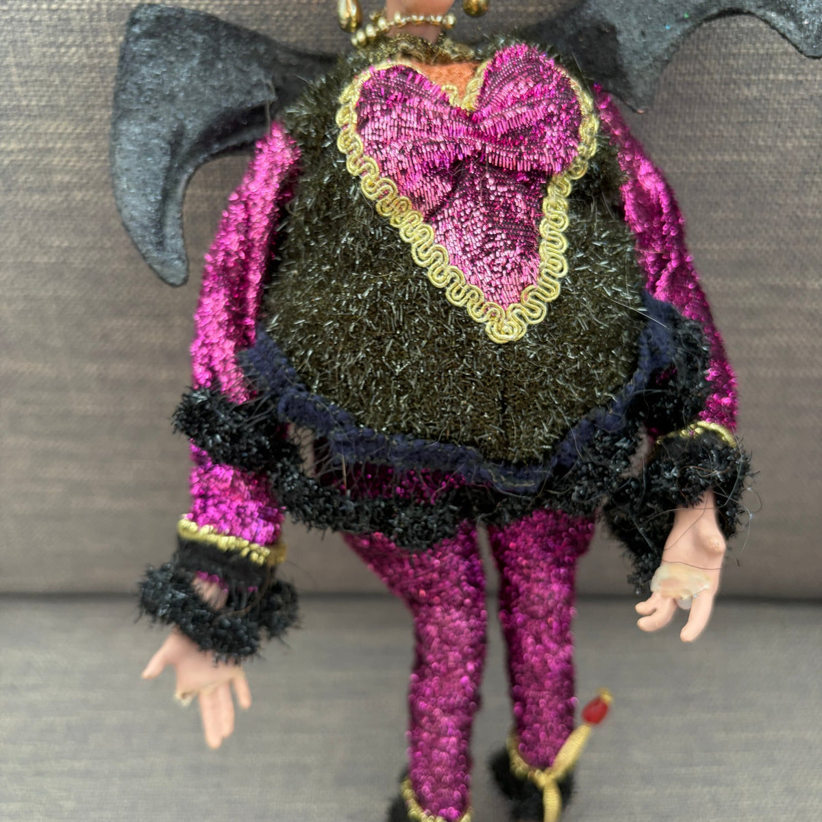 Mark Roberts Halloween Glitter Elf Witch Bat Wings 13" Tall DAMAGED