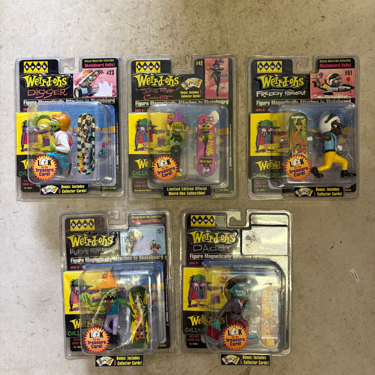 LOT 5 Weird-Ohs Skateboarding Figures NEW