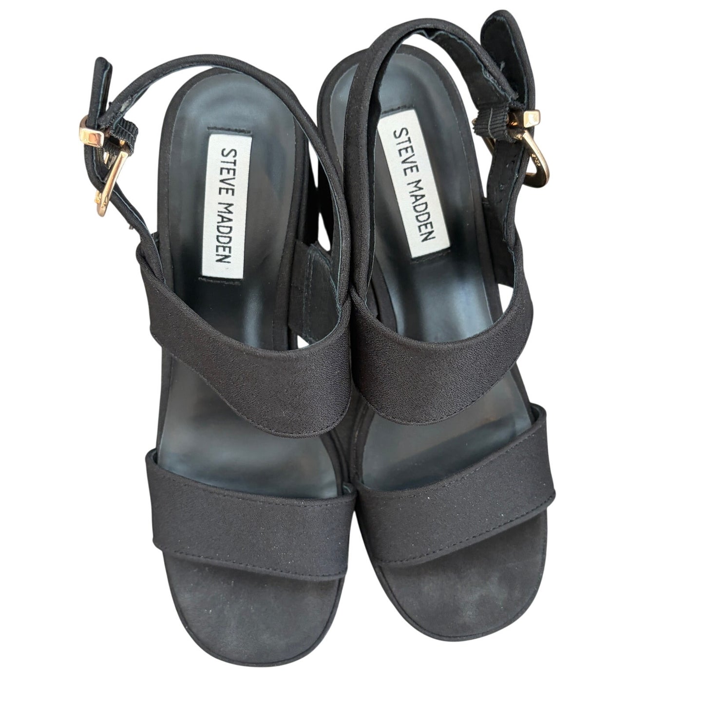 Steve Madden Valory Black Platform Strappy Sandal Heels Womens Size 8.5