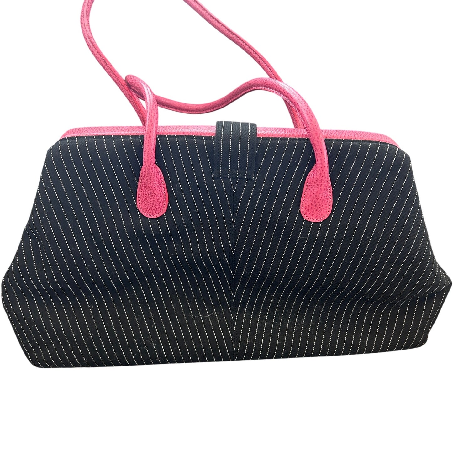 World According to Jess Black, White and Pink Large Top Handle Shoulder Bag