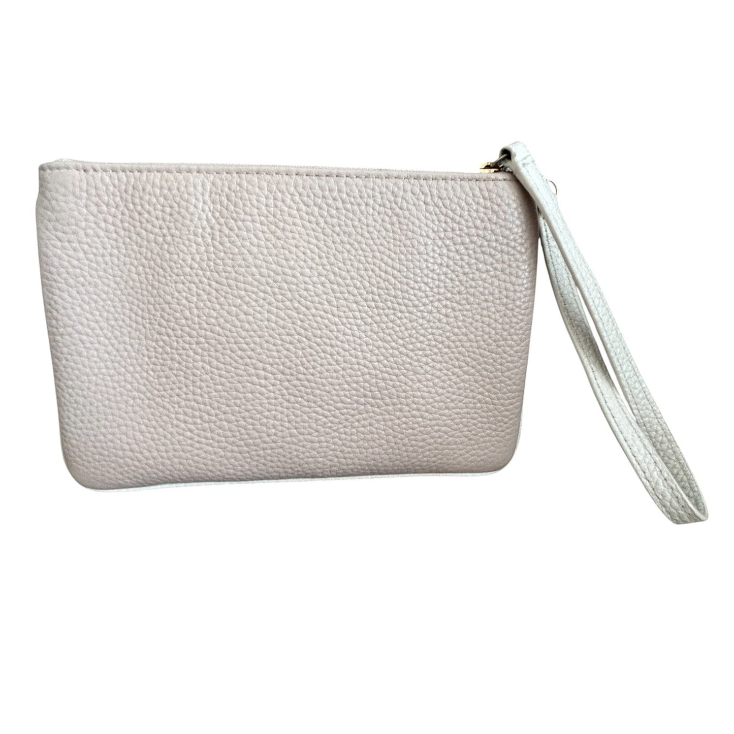 Kate Spade Tan and Ivory Pebbled Leather Zippered Pouch Clutch Wristlet