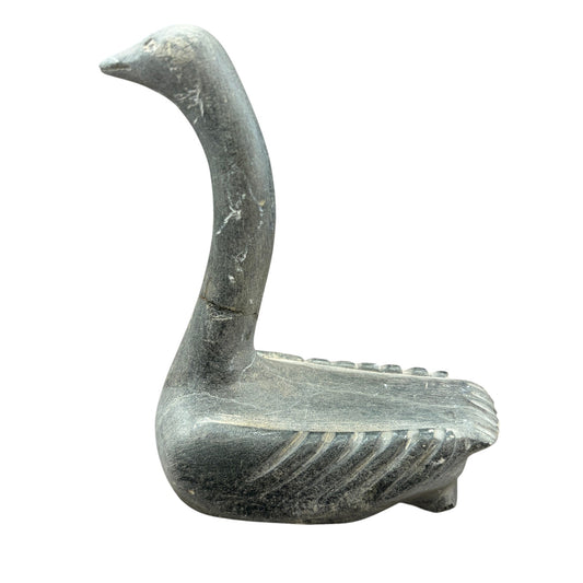 Vintage Inuit Carved Gray Soapstone Swan Figure Sculpture Eskimo Art