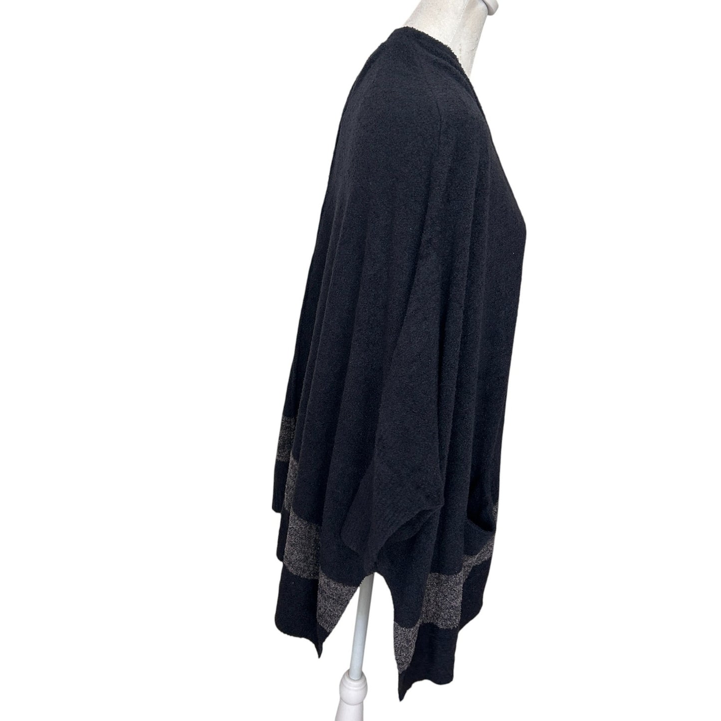 Barefoot Dreams Cozychic Lite Black and Gray Long Cardigan Sweater One Size NEW
