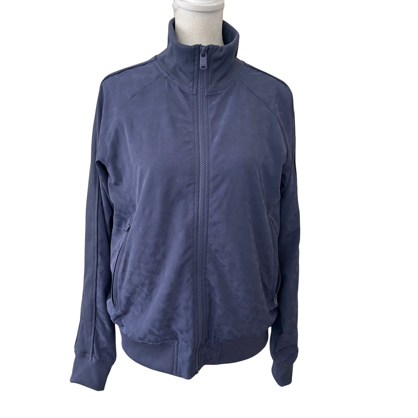 Athleta Blue Leopard Brooklyn Bomber Jacket Womens Size Small