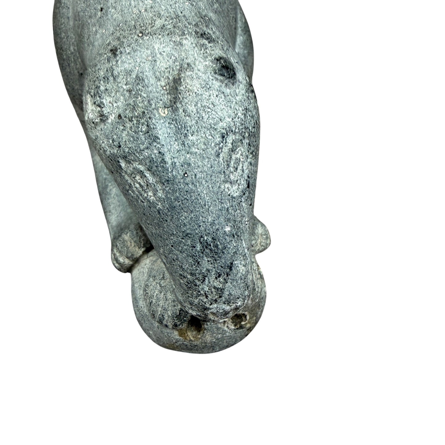 Vintage Inuit Carved Gray Soapstone Polar Bear Figure Sculpture Eskimo Art