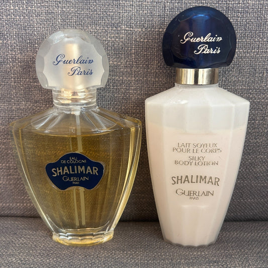 VIntage Shalimar Guerlain Paris Eau De Toilette Spray 75 ml / 2.5 oz and Lotion