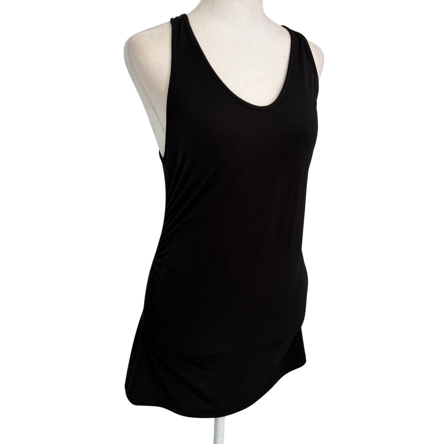 Viereck Los Angelos Black Tunic Tank Top Ruched Sides V-Neck Womens Size Small