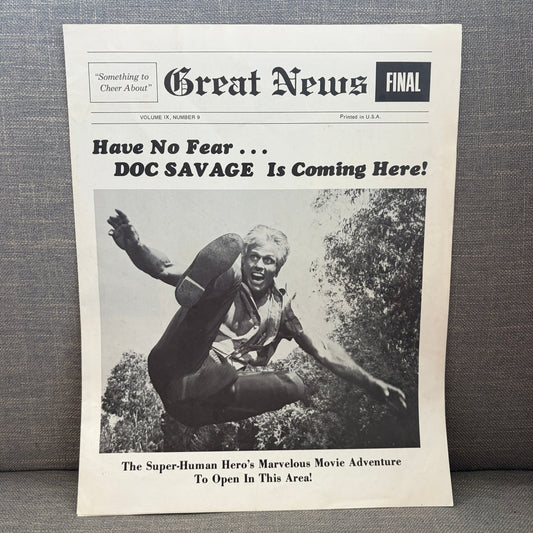 Vintage 1975 Film Promotional Newspaper Doc Savage: The Man of Bronze