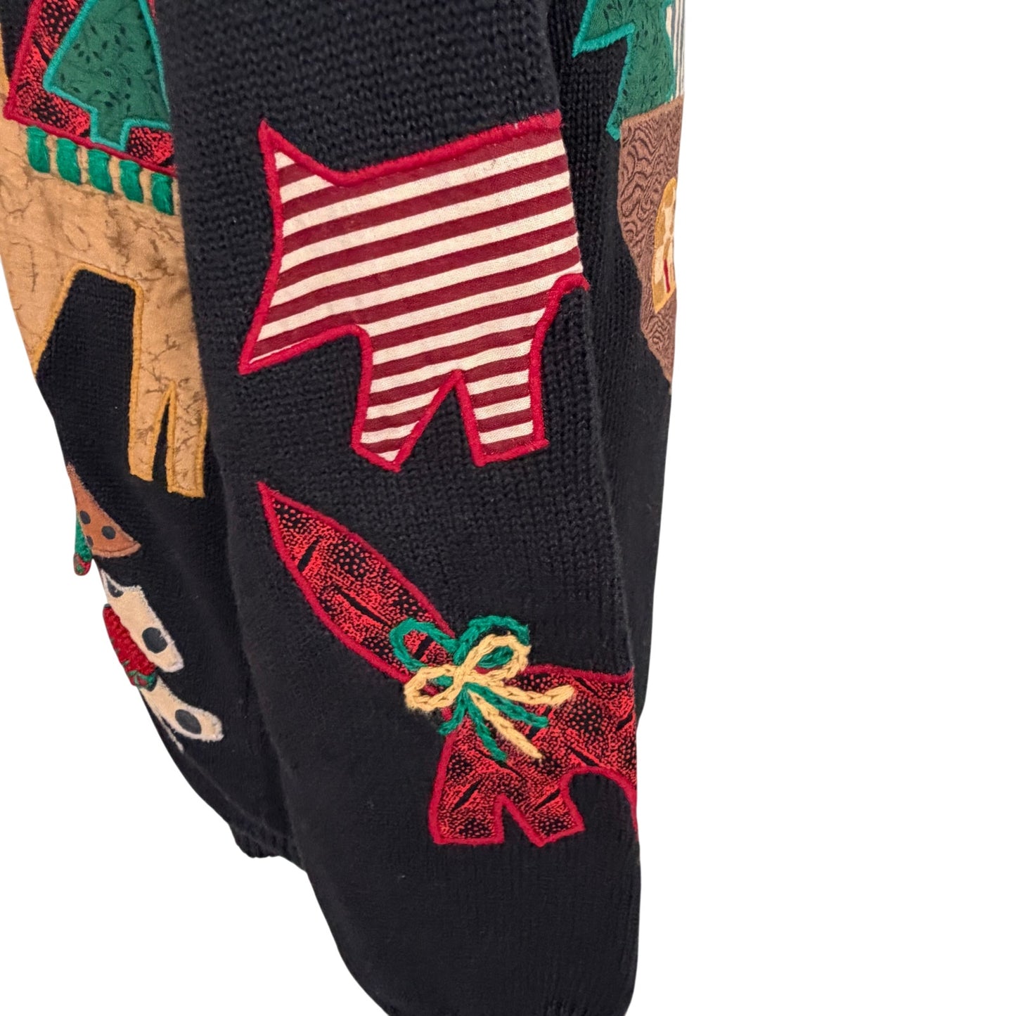 Susan Bristol Vintage 1993 Noah's Ark Holiday Cardigan Sweater Women Size Medium