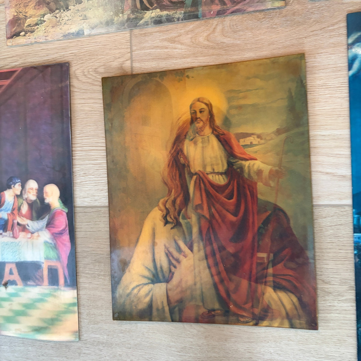 1960s Vintage Lenticular 3D Prints Jesus Spiritual Religious Last Supper