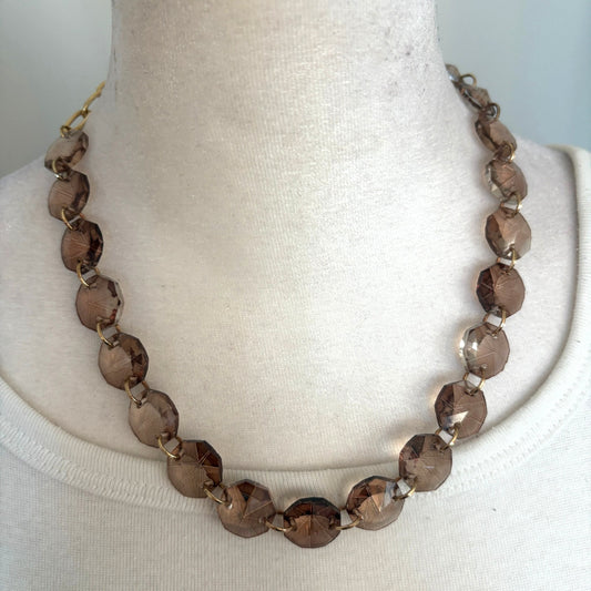 Anthropologie Quartz Gold Link Statement Necklace