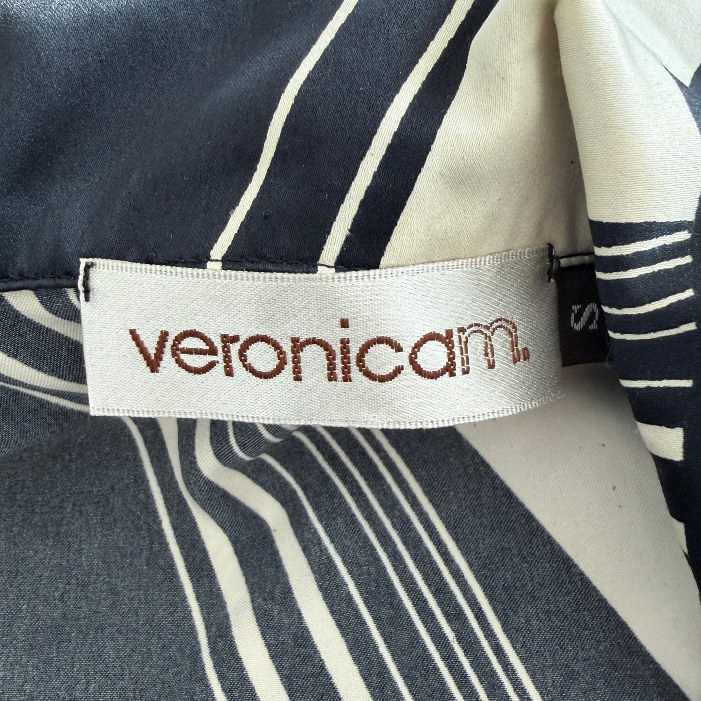 Veronica M. Black, Tan Striped Lagenlook Tunic Blouse Top Womens Size Small