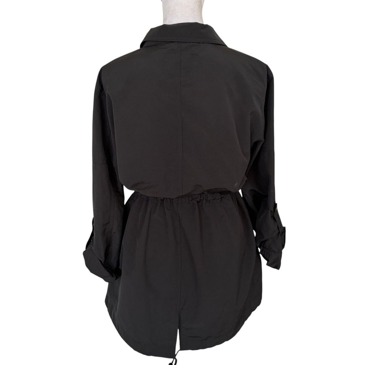 Santuary Black Cinch Waisted Rain Jacket Womens Size Small
