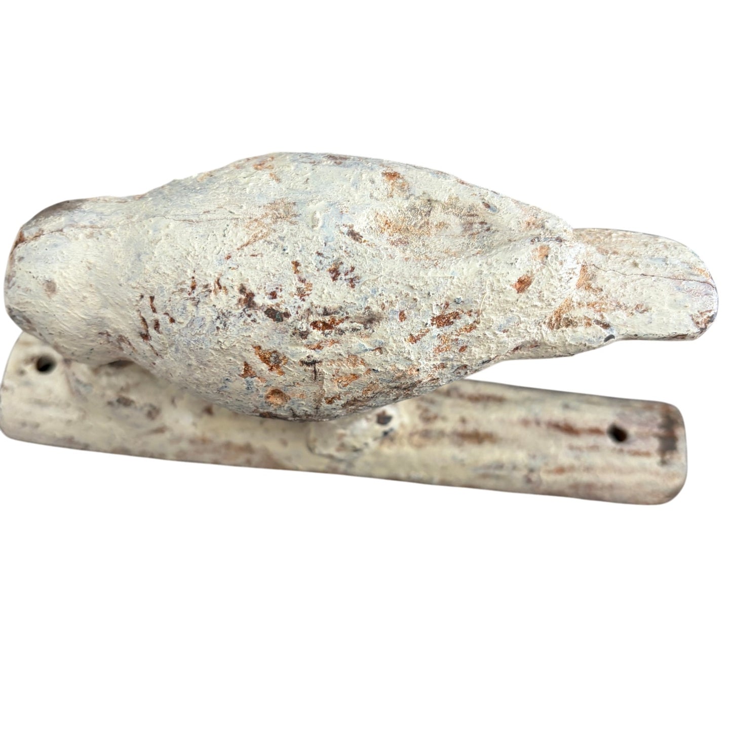 Rustic Vintage Cast Iron Bird Door Knocker Ivory and Brown Distressed Look