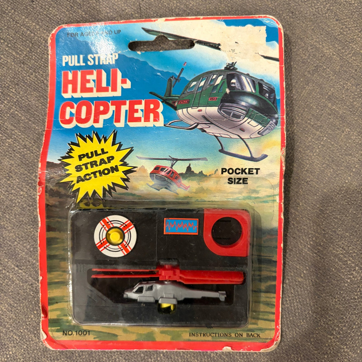 Vintage 1988 Tyco Sega Pocket Power Thunder Blade Helicopter Pull Strap