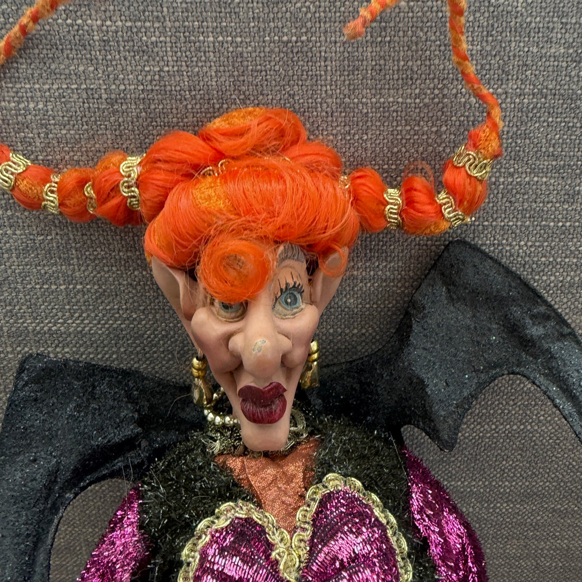 Mark Roberts Halloween Glitter Elf Witch Bat Wings 13" Tall DAMAGED