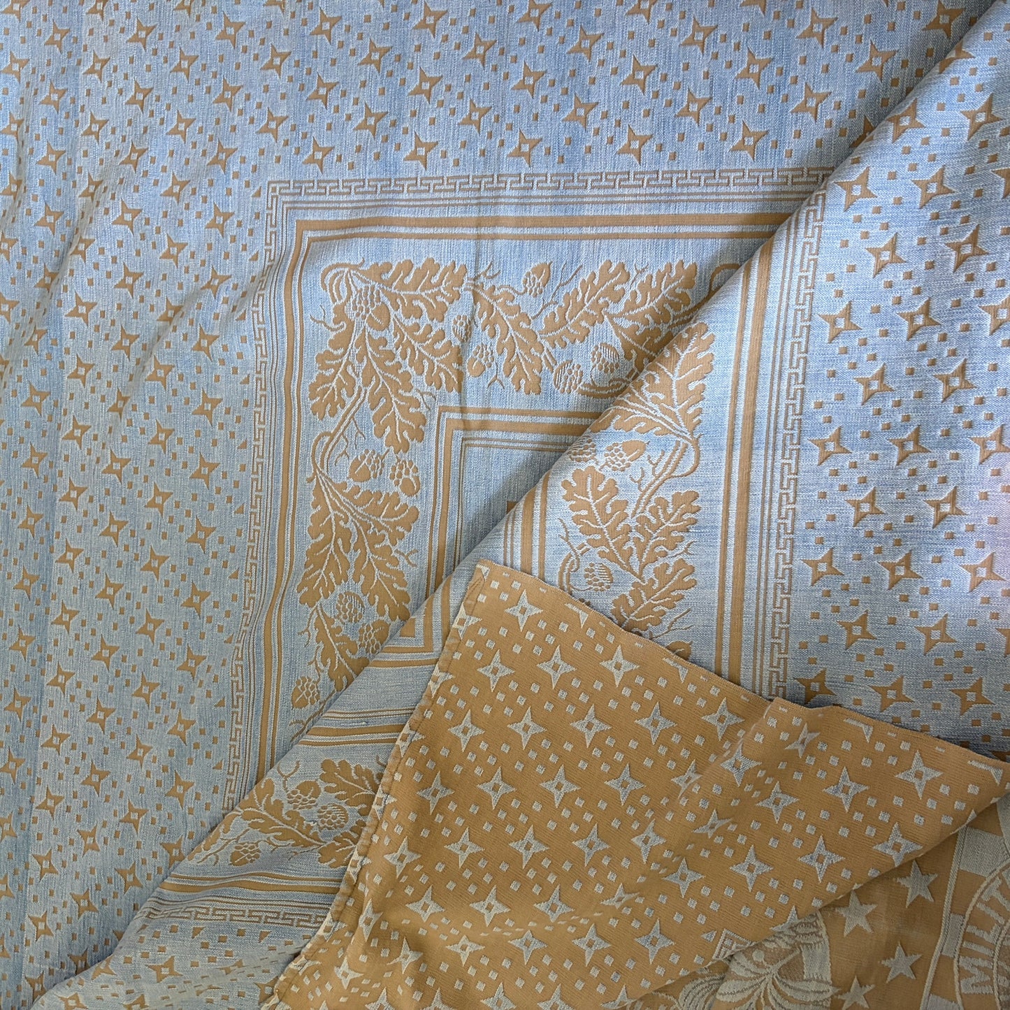 Monument Mills Valley Forge Military Academy Vintage Blue/Tan Coverlet 61" x 88"