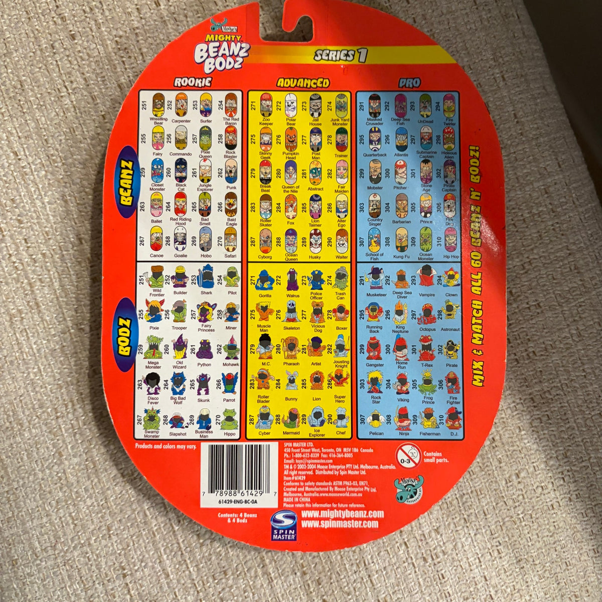 Vintage Mighty Beanz Bodz Moose Toys Series 1 Beans Bodies NEW