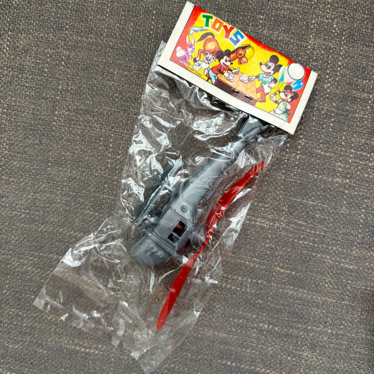 Vintage 1960s Dime-Store Gray Plastic Helicopter Toy Hong Kong NEW LOT of 5