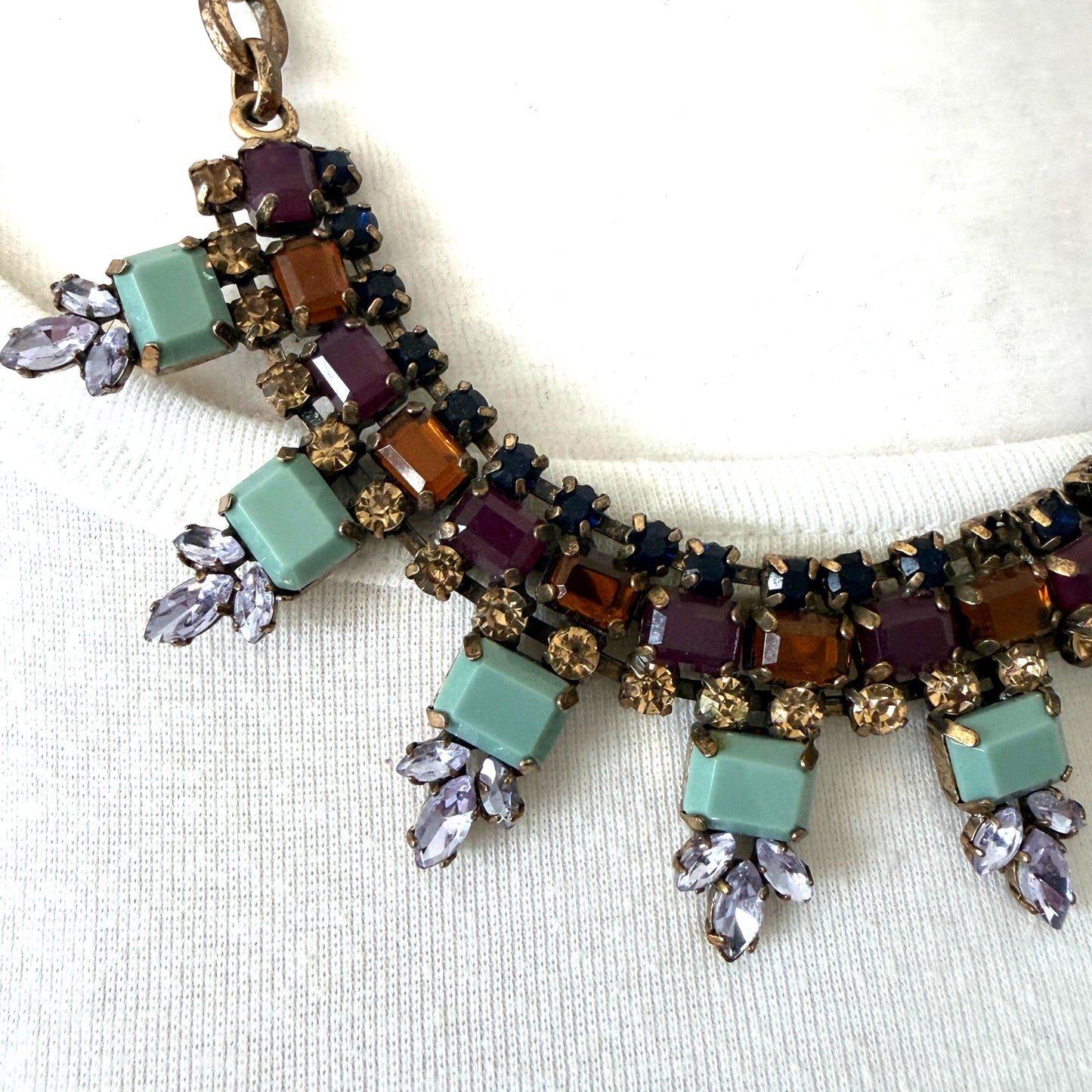 J. Crew Multi-Color Gold Tone Crystal Statement Necklace