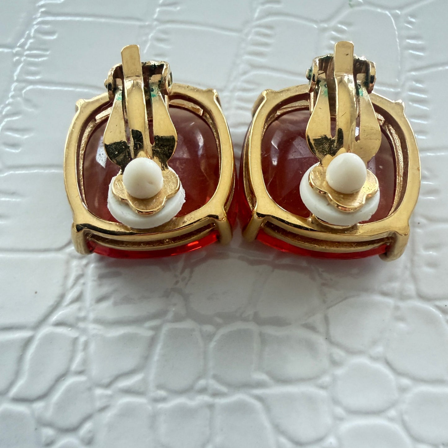 Kate Spade New York Amber Colored, Gold Tone Large Gumdrop Clip-on Earrings