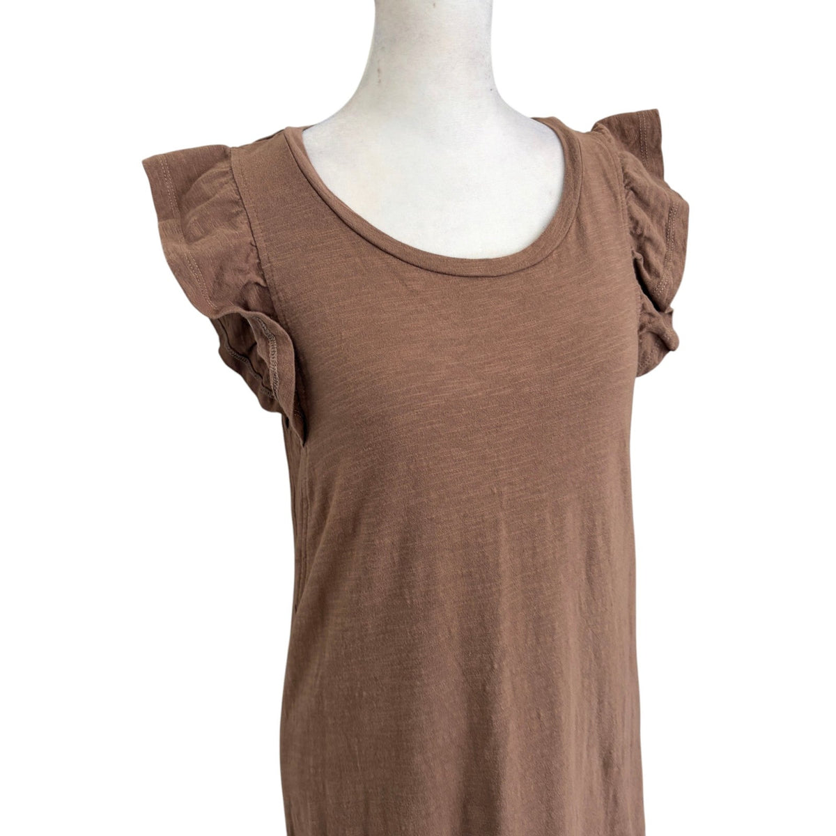 Z Supply Brown Sleeveless Ruffled Cotton Midi Dress Womens Size Small