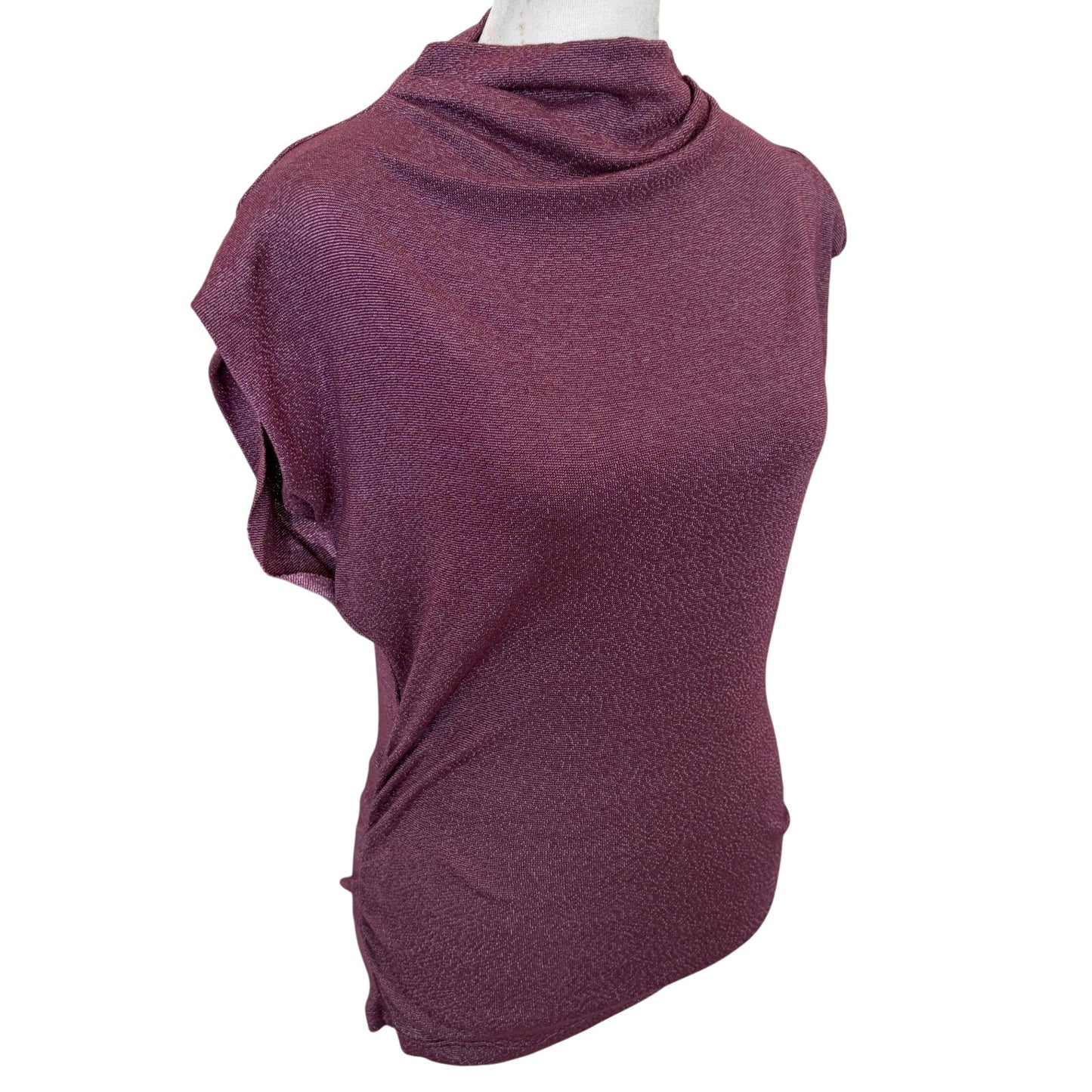 Michael Stars Burgundy Purple Sleeveless Tee Ruched Womens Size Small