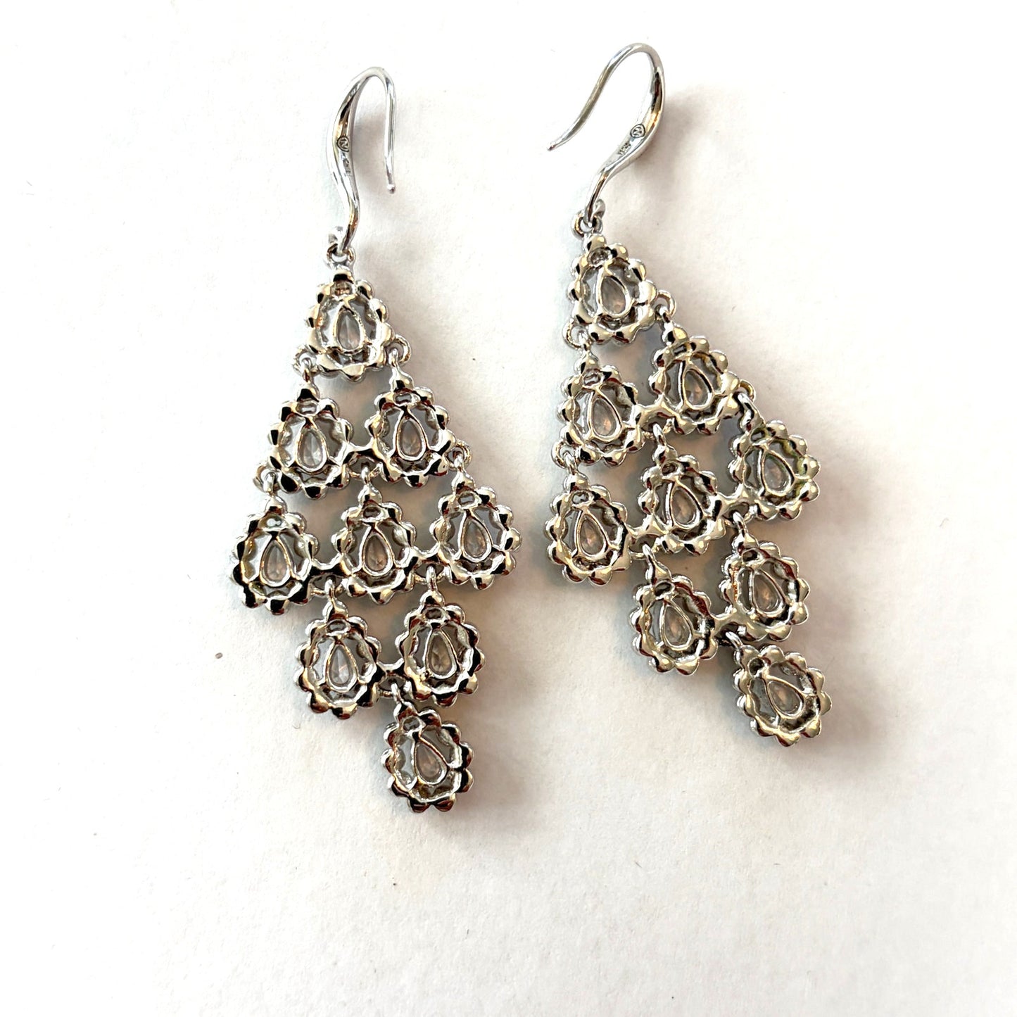 Nadri Silver and Cubic Zirconia CZ Chandelier Drop Earrings