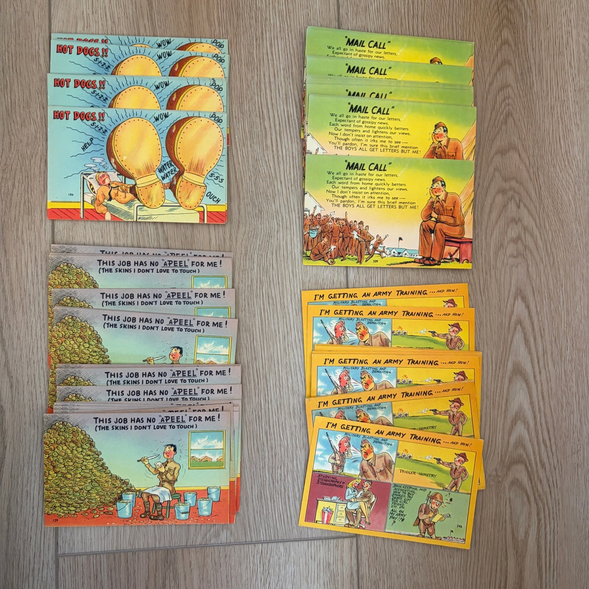Vintage Series L, N, O, P Army Postcards LOT of 72 Cards