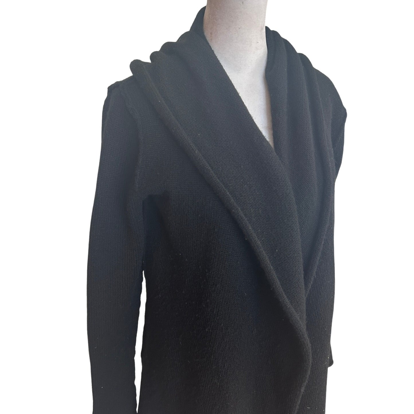 Vince Black Hooded Yak / Wool Open Cardigan Sweater Womens Size XS