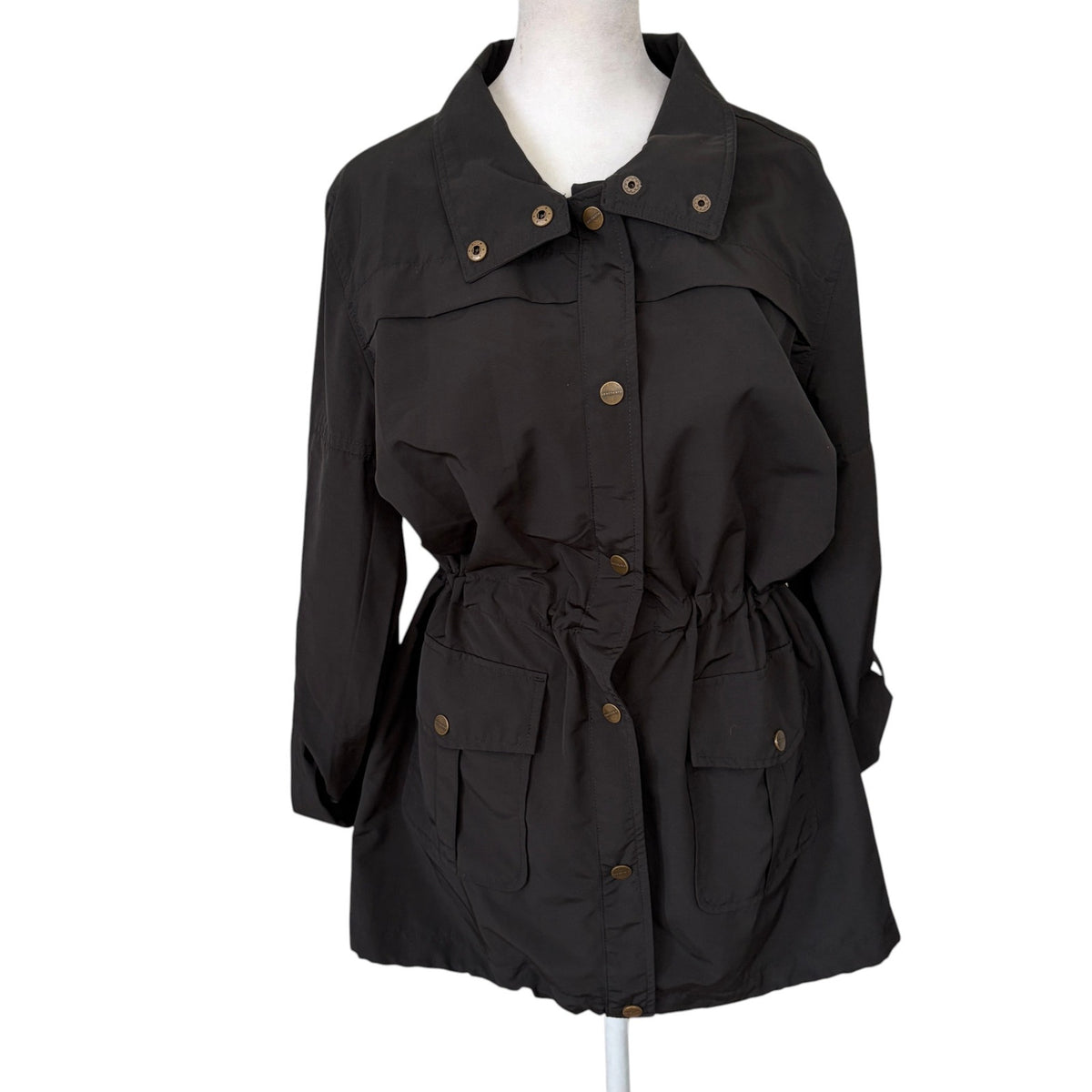 Santuary Black Cinch Waisted Rain Jacket Womens Size Small