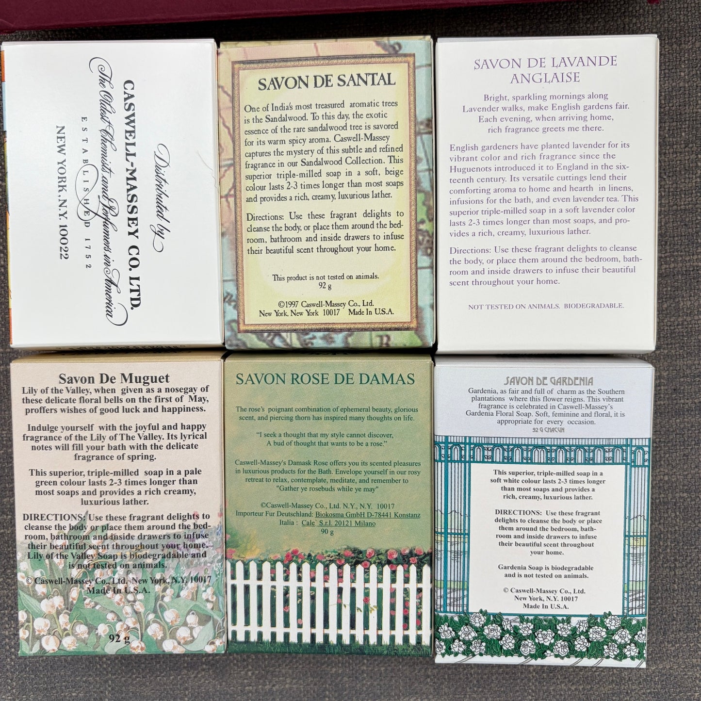 Caswell-Massey Vintage Soap Set of 6 Bars The Gallery of Soaps 3.25 oz Each