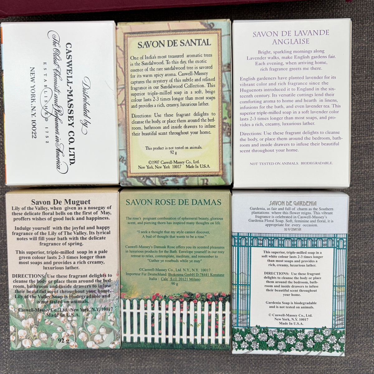 Caswell-Massey Vintage Soap Set of 6 Bars The Gallery of Soaps 3.25 oz Each