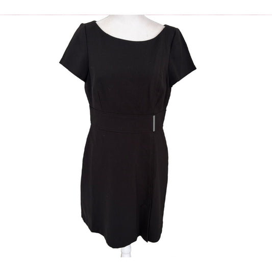 White House Black Market Classic Black Short Sleeve Sheath Dress Womens Size 8