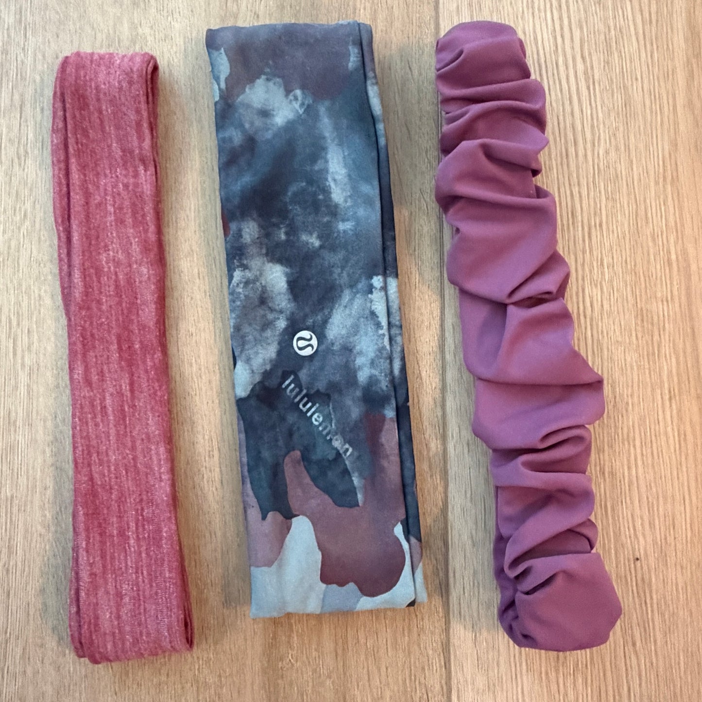 Lululemon LOT of 3 Headbands Purple, Blue, Camo