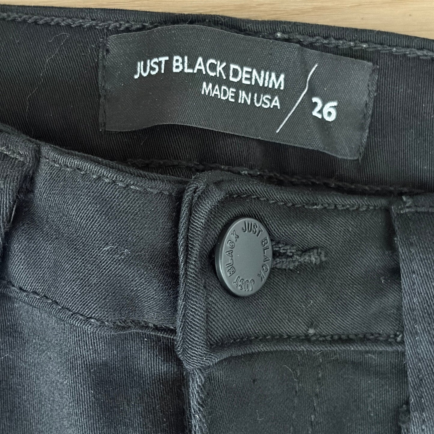 Just Black Denim 5 Pocket Classic Skinny Jean Black Knit # BP258J Women Size 26