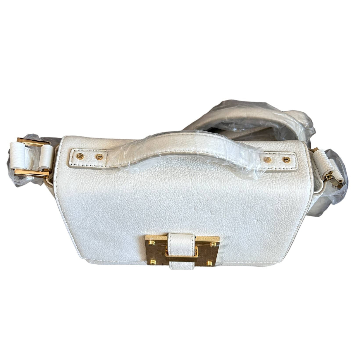 India Hicks Lady P Off-White Pebbled Leather Crossbody Shoulder Bag NEW