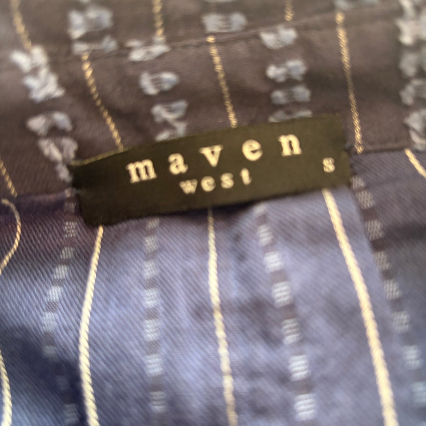Maven West Navy Blue Pin Striped Bell Sleeve Button Down Shirt Womens Size Small