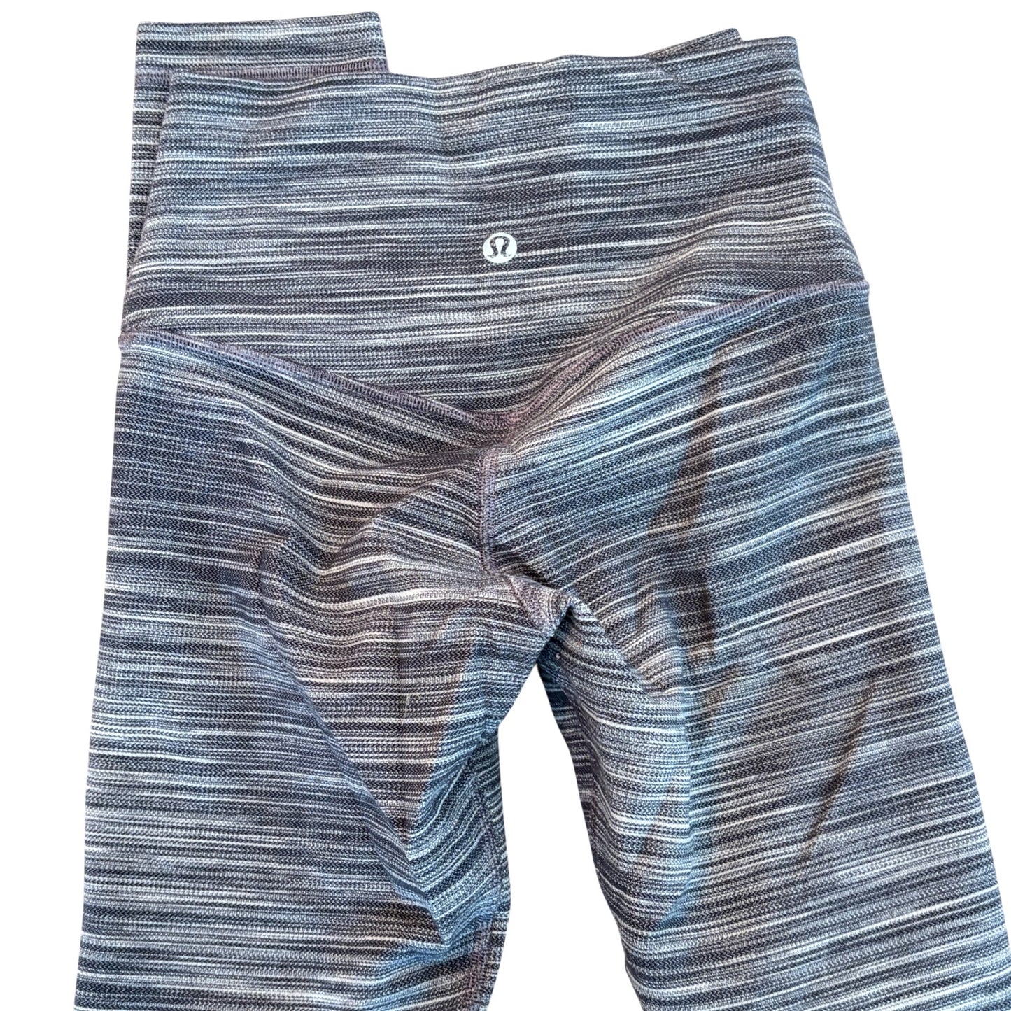 Lululemon Black Gray White Stripe High Rise 25" Legging Womens Size 2
