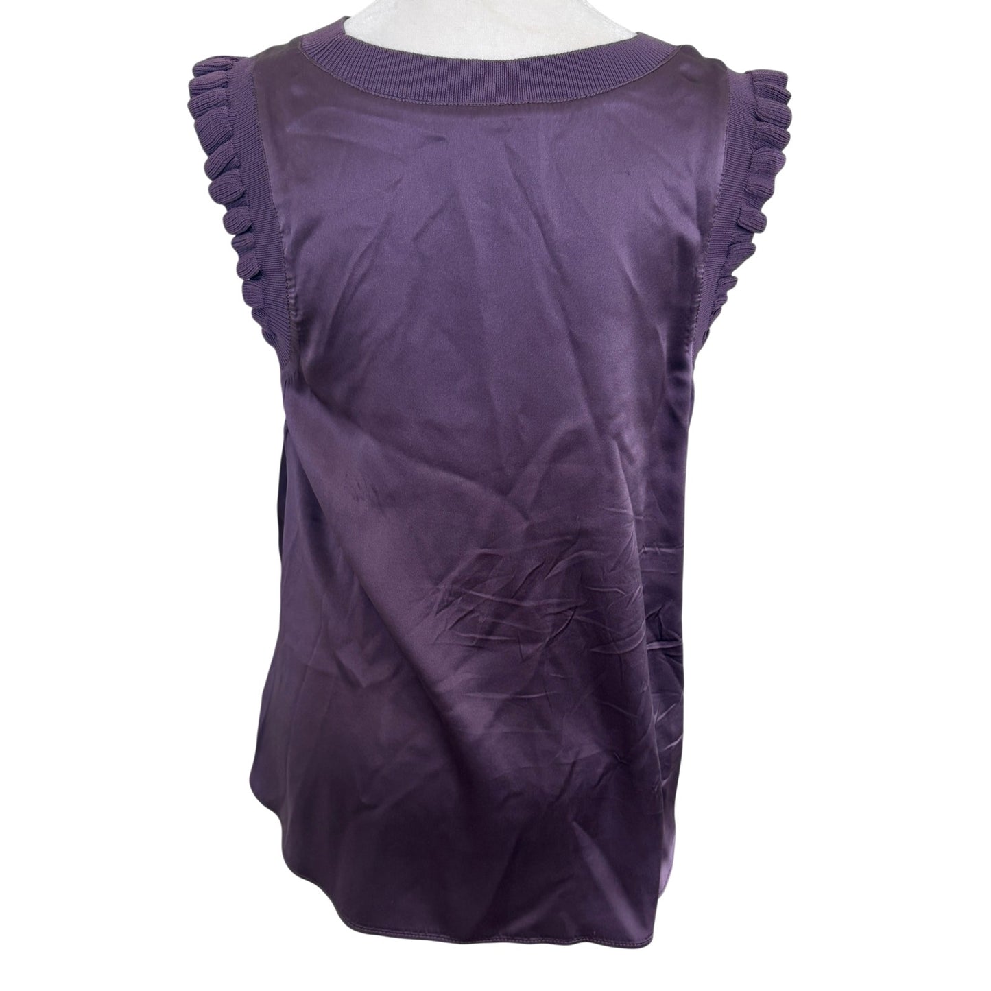 Cinq a Sept 5a7 Purple Silky Sleeveless Ruffled Top Blouse Womens Size Small