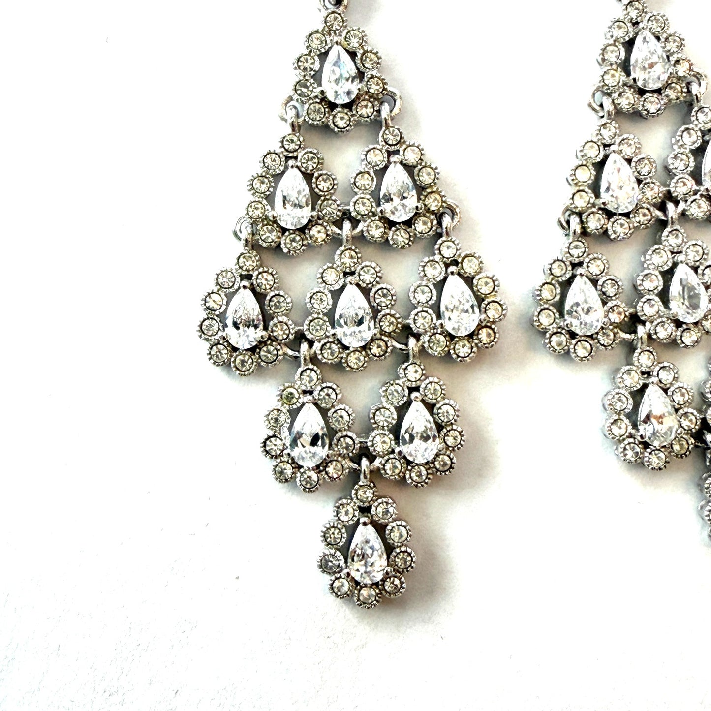 Nadri Silver and Cubic Zirconia CZ Chandelier Drop Earrings
