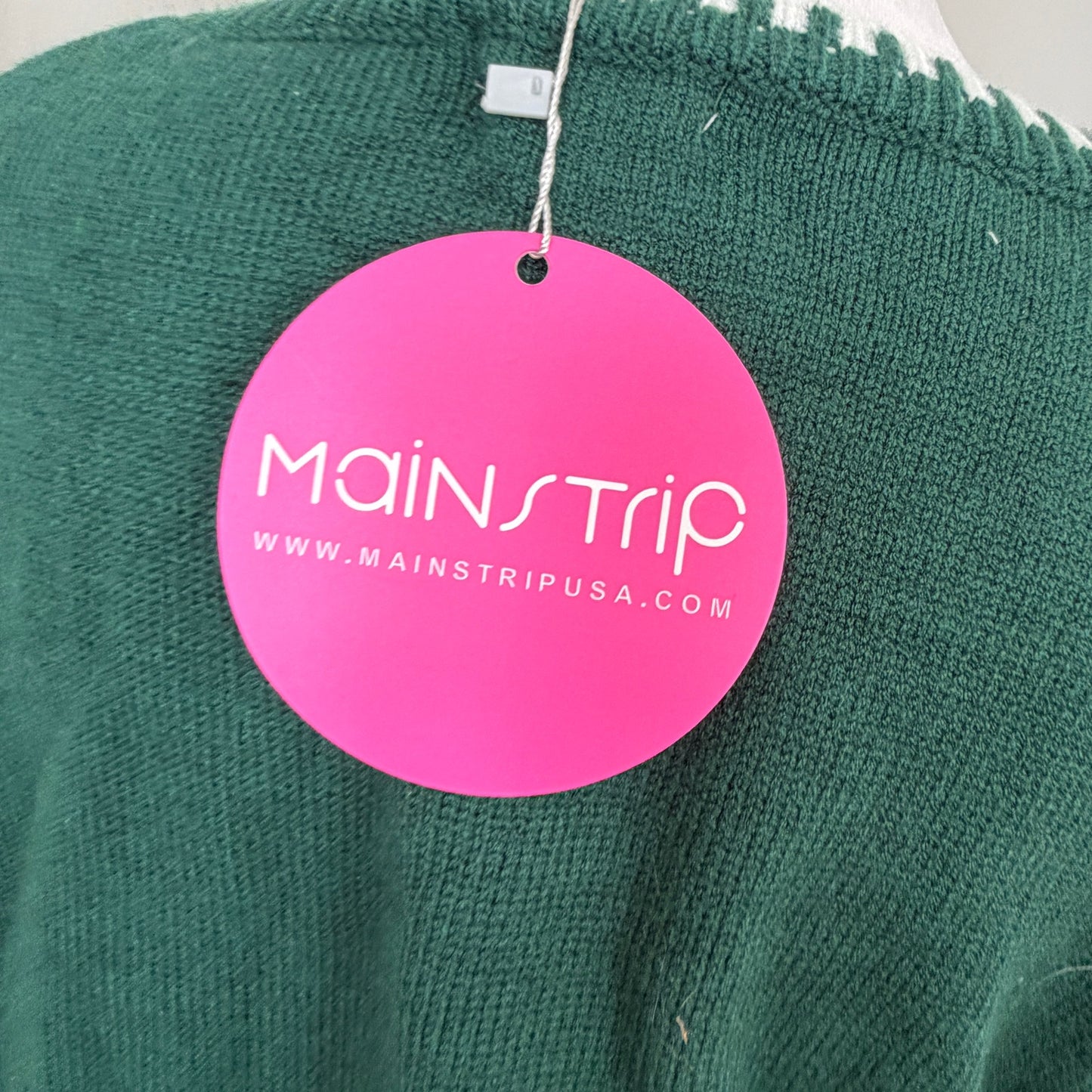 Main Strip Hunter Green Red White Merry Christmas Sweater Womens Size Large NEW