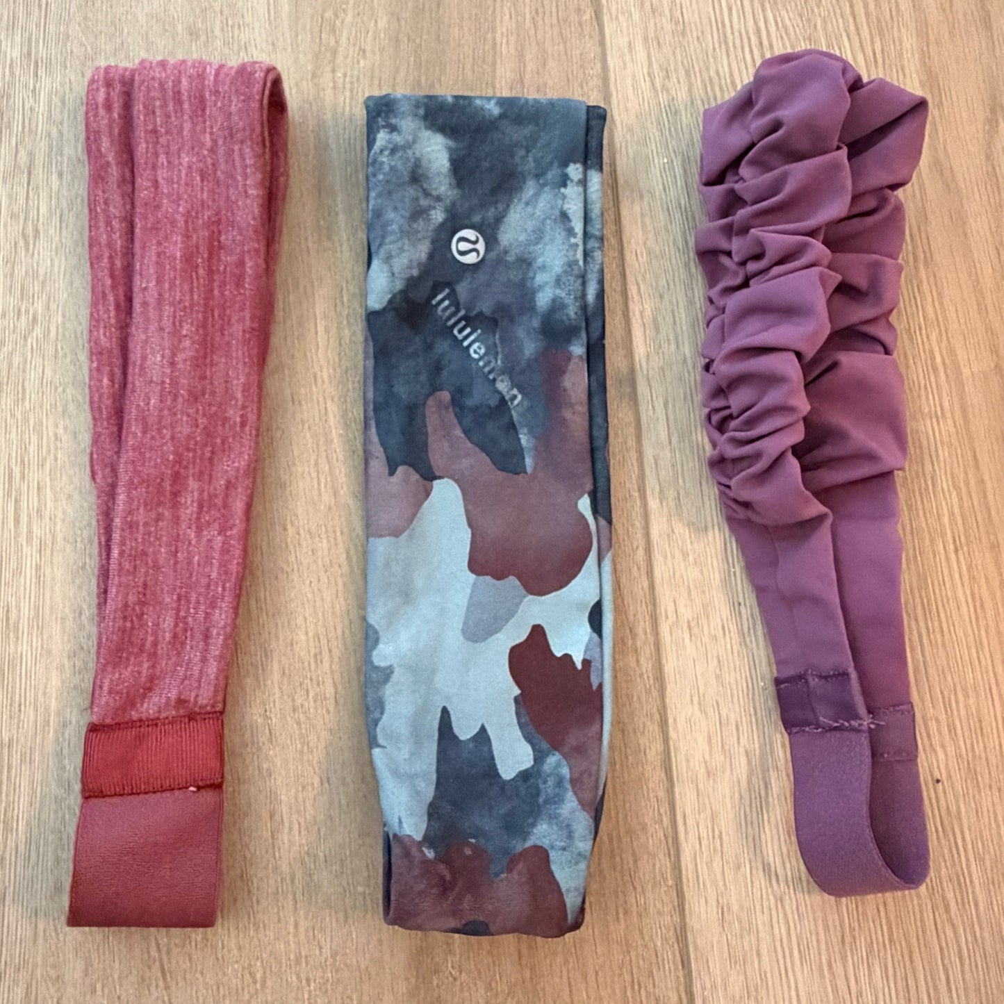 Lululemon LOT of 3 Headbands Purple, Blue, Camo